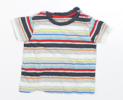 Additional front view of Nutmeg Baby Multicoloured Striped Basic T-Shirt, size 9-12, Months