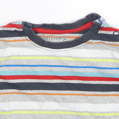 Close-up detail of Nutmeg Baby Multicoloured Striped Basic T-Shirt, size 9-12, Months