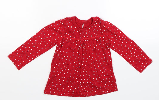 George Girls Red Geometric  Basic T-Shirt Size 12-18 Months