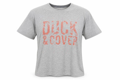 Front view of Duck and Cover women’s grey basic t-shirt, size M