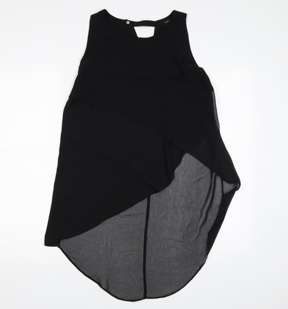 Front view of River Island women’s black chiffon basic blouse, size UK 10