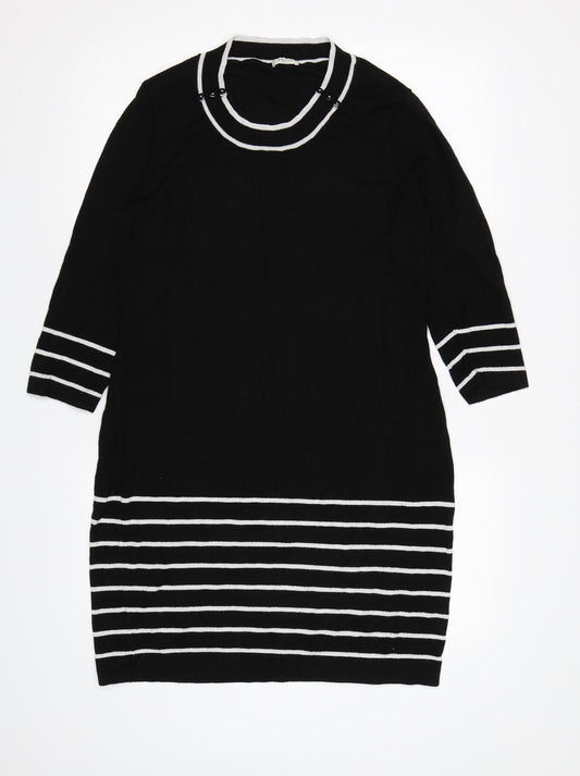 Precis Womens Black Striped Knit Jumper Dress  Size M