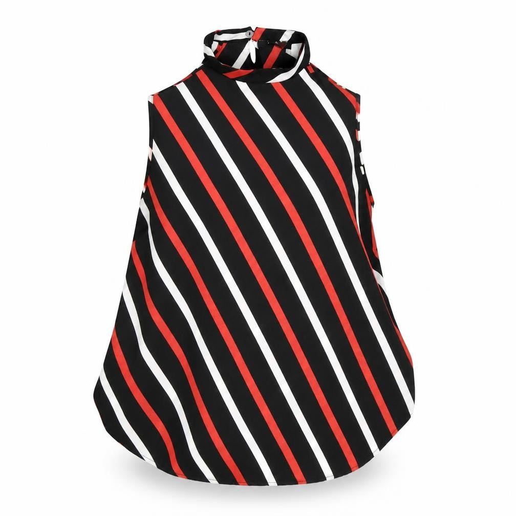 George Womens Black Striped Chiffon Basic Blouse Size 12