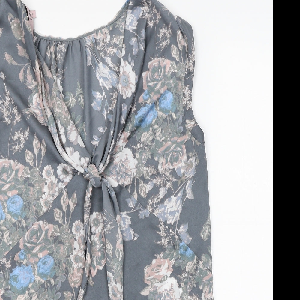 NEXT Womens Grey Floral  Basic Blouse Size 10