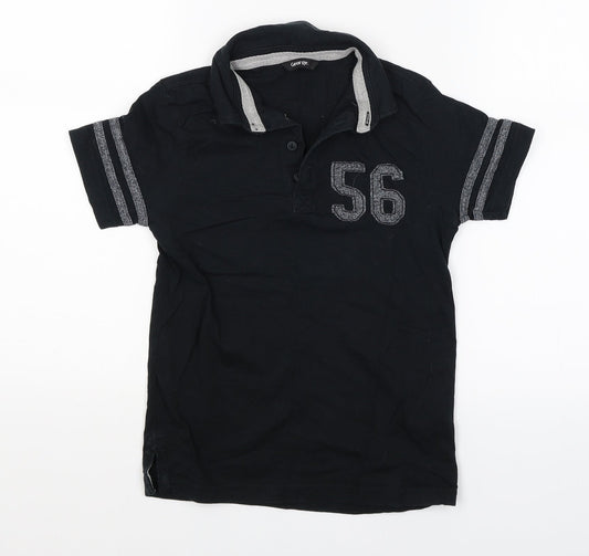 George Boys Black   Basic Polo Size 7-8 Years  - Applique
