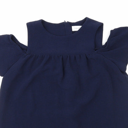 Close-up detail of Next girls’ blue pullover casual, size 7, years