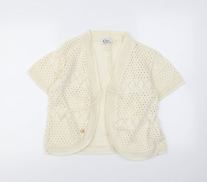 Front view of CHIC women’s ivory cardigan jumper, size XL