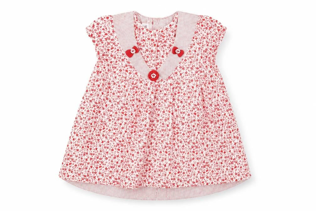 Preworn Girls Red Floral  Fit & Flare  Size 9-12 Months