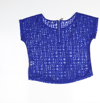 Back view of Select women’s blue cropped t-shirt, size UK 10