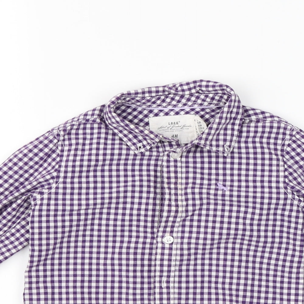 logg Boys Purple Check  Basic Button-Up Size 5-6 Years
