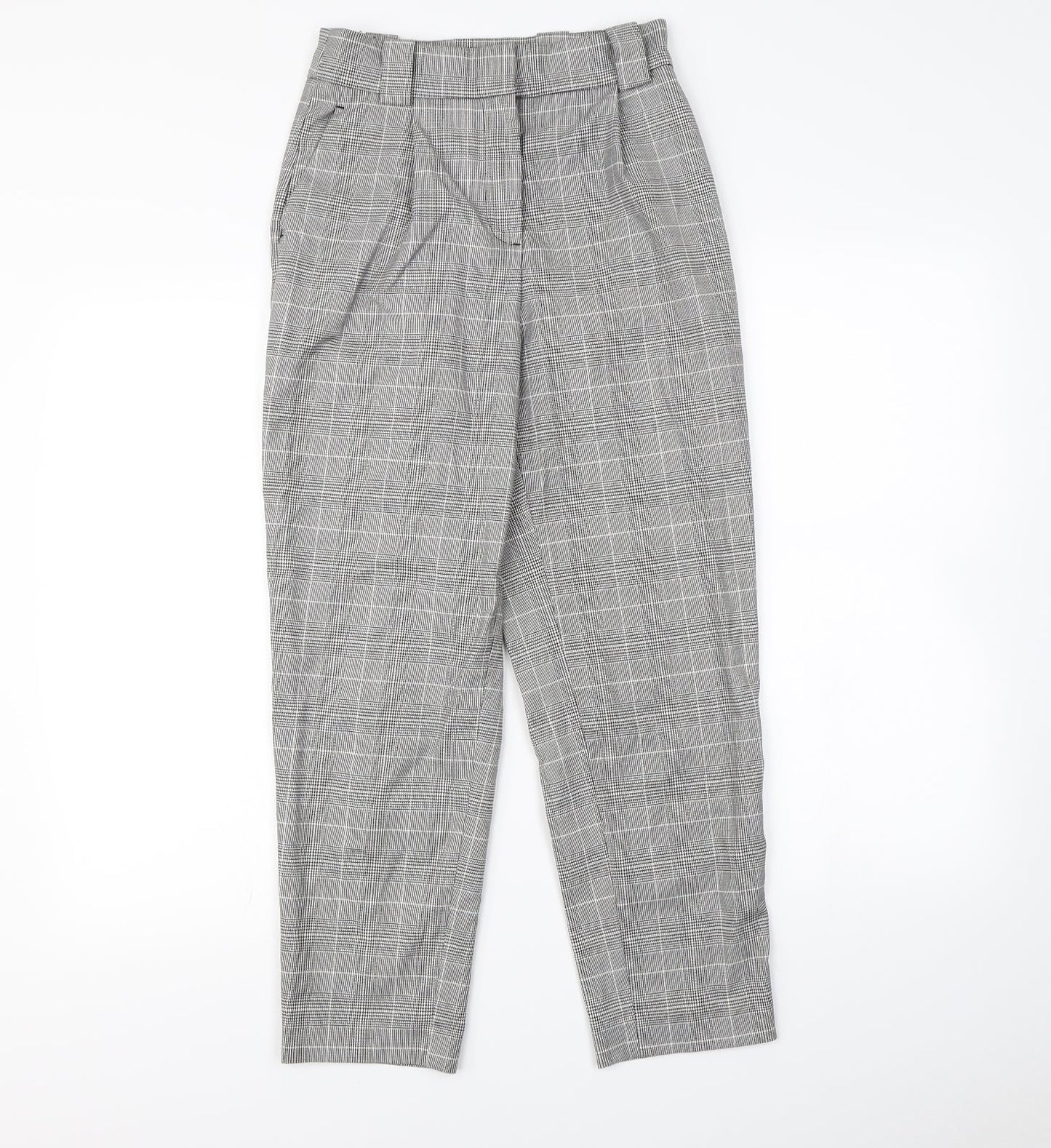 H&M Womens Green Check  Dress Pants Trousers Size 6 L28 in