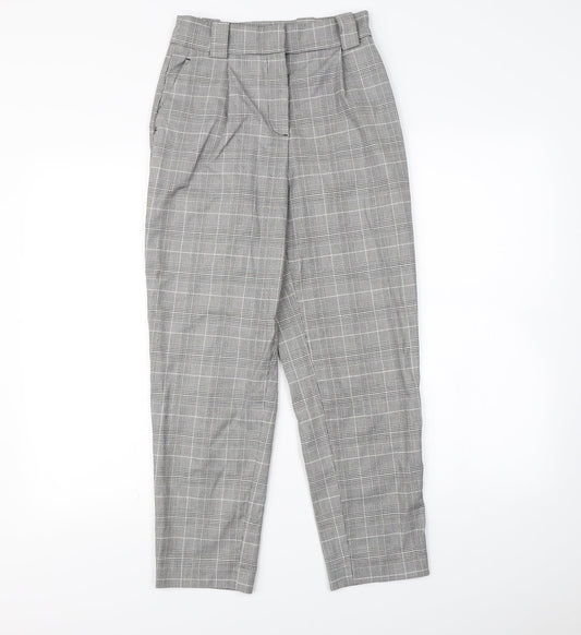 H&M Womens Green Check  Dress Pants Trousers Size 6 L28 in