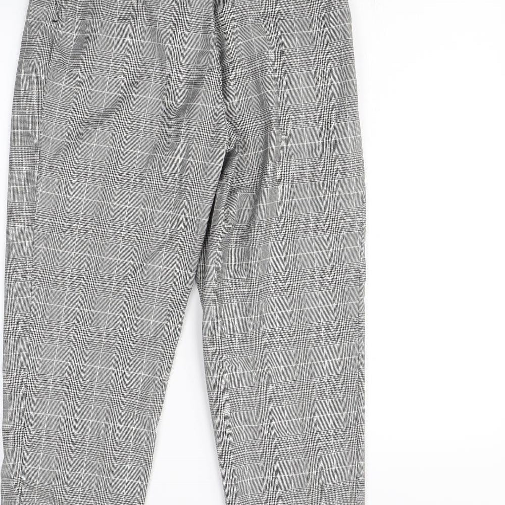 H&M Womens Green Check  Dress Pants Trousers Size 6 L28 in