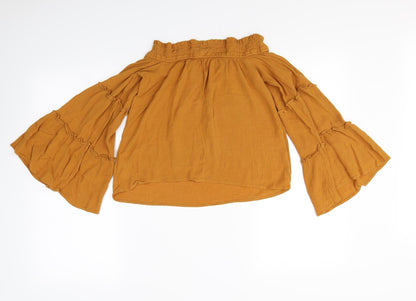 Back view of Primark women’s brown basic blouse, size UK 6