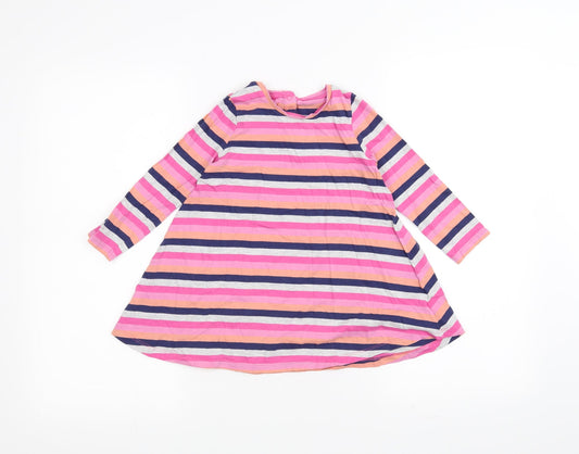 Mothercare Girls Pink Striped  A-Line  Size 2-3 Years