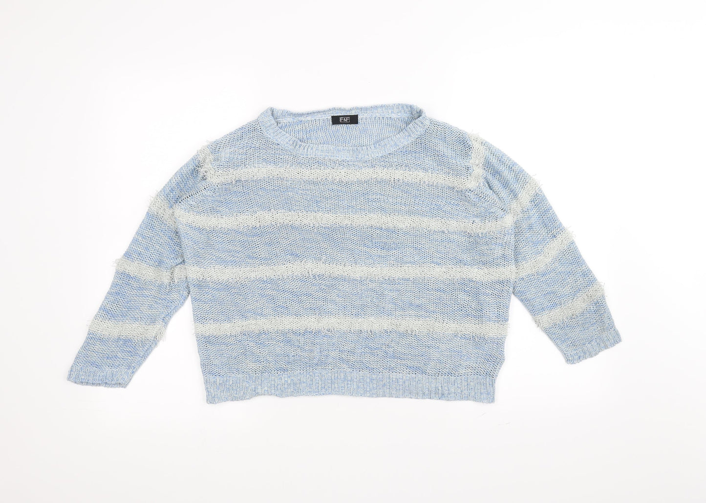 F&F Womens Blue Striped  Pullover Jumper Size 10