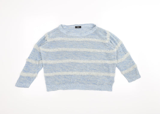 F&F Womens Blue Striped  Pullover Jumper Size 10