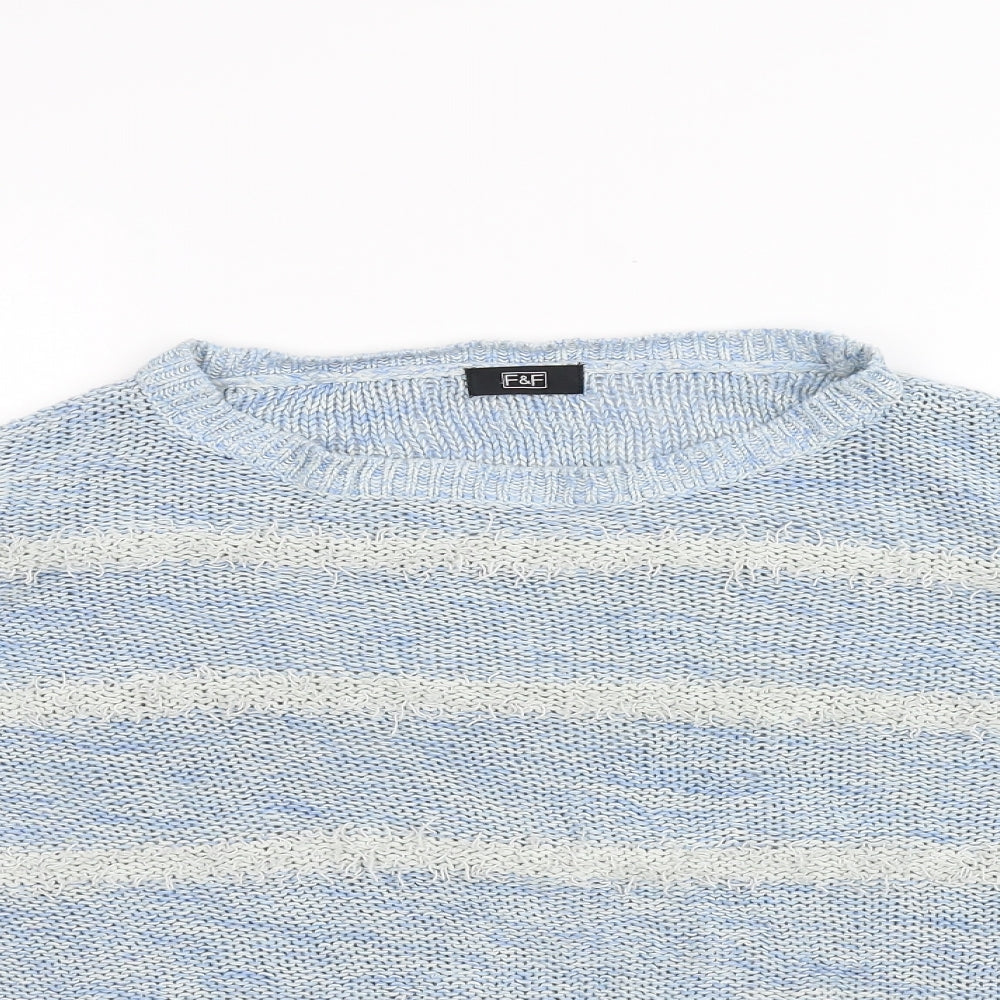 F&F Womens Blue Striped  Pullover Jumper Size 10