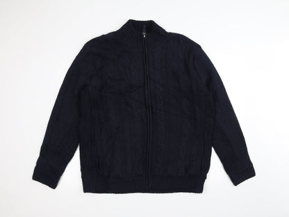 Additional front view of Atlantic Bay men’s blue knit jacket, size M