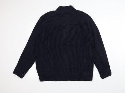 Back view of Atlantic Bay men’s blue knit jacket, size M
