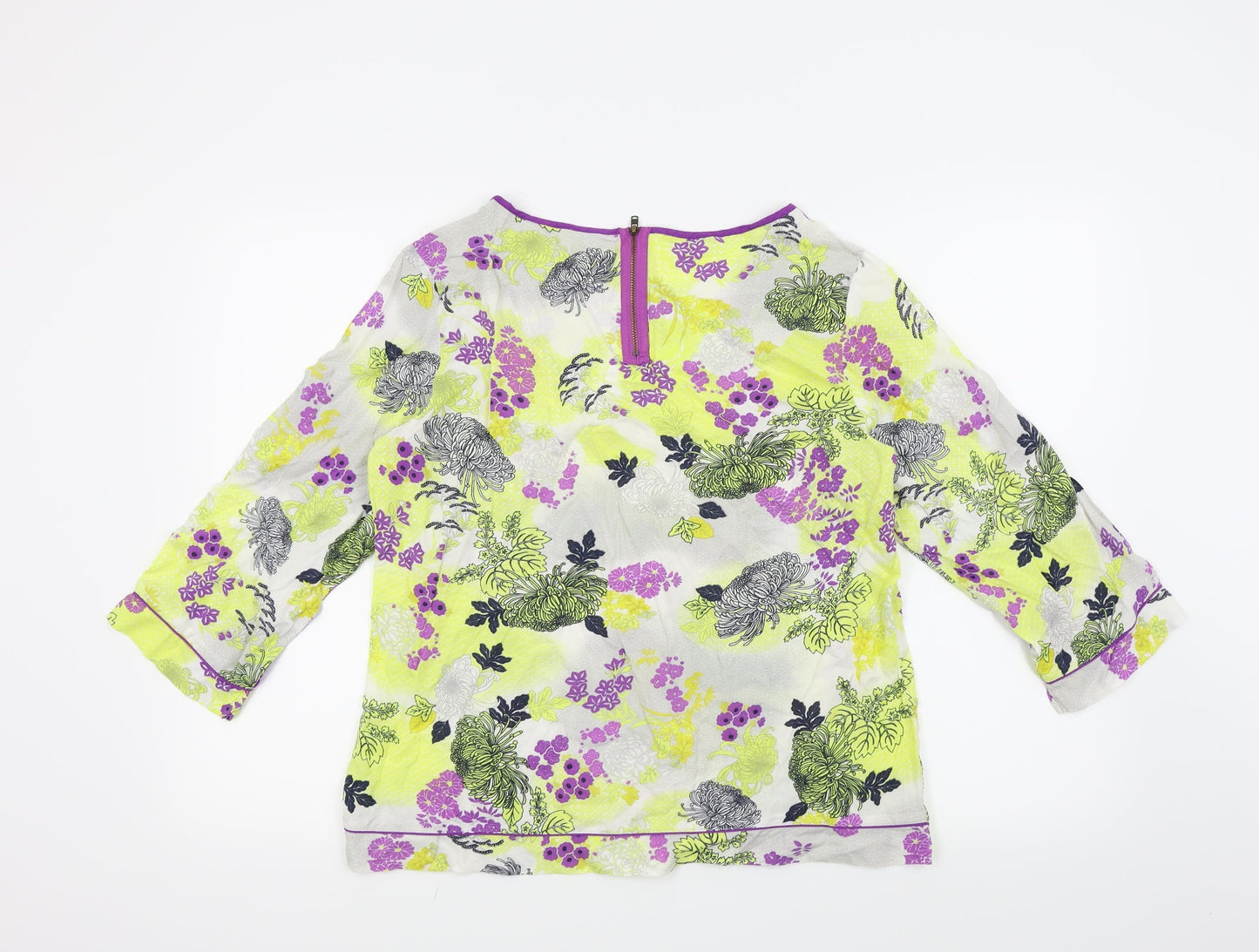 M&S  Womens Yellow Floral  Basic Blouse Size M