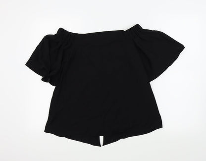 Additional front view of River Island women’s black basic blouse, size UK 8