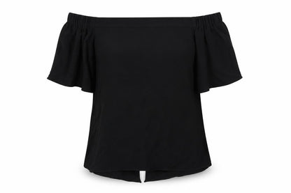 Front view of River Island women’s black basic blouse, size UK 8