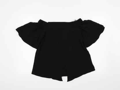 Back view of River Island women’s black basic blouse, size UK 8
