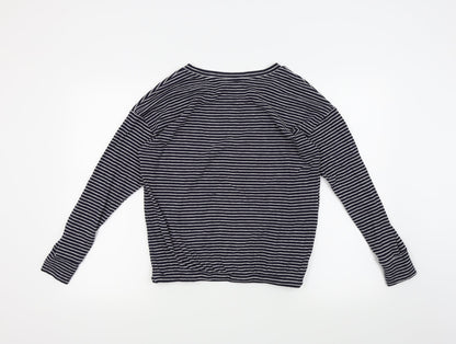 Back view of F&F women’s blue striped jumper, size UK 12