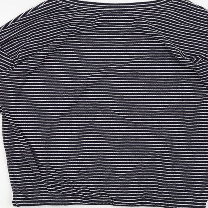Brand and care label for F&F women’s blue striped jumper, size UK 12