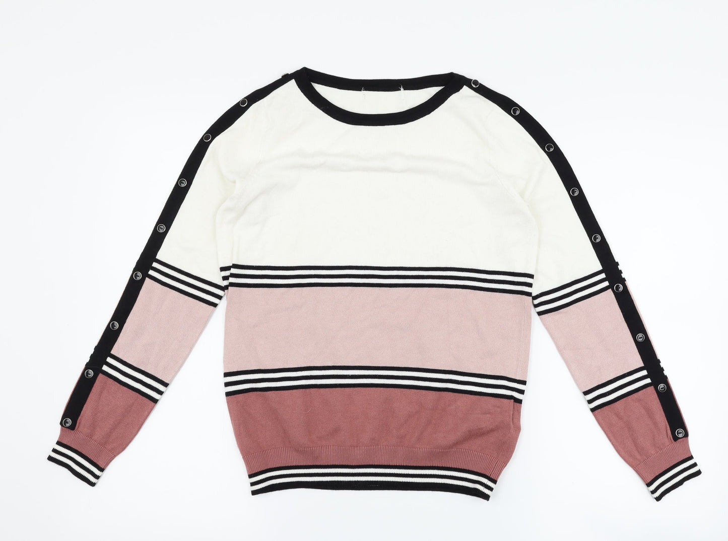 Debenhams Womens White Striped  Pullover Jumper Size 8