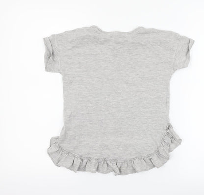 Back view of Matalan girls’ grey basic t-shirt, size 9, years - whatever