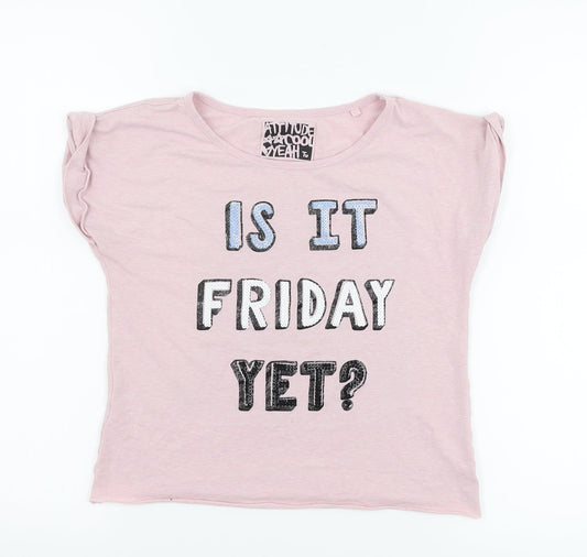 TU Girls Pink   Basic T-Shirt Size 11 Years  - is it friday yet