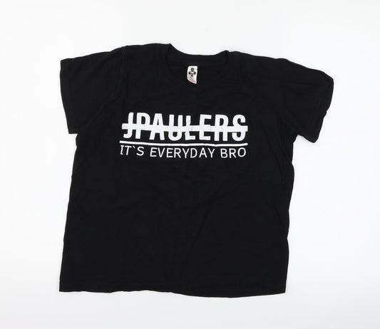 Club Boys Black   Basic T-Shirt Size 9-10 Years  - slogan