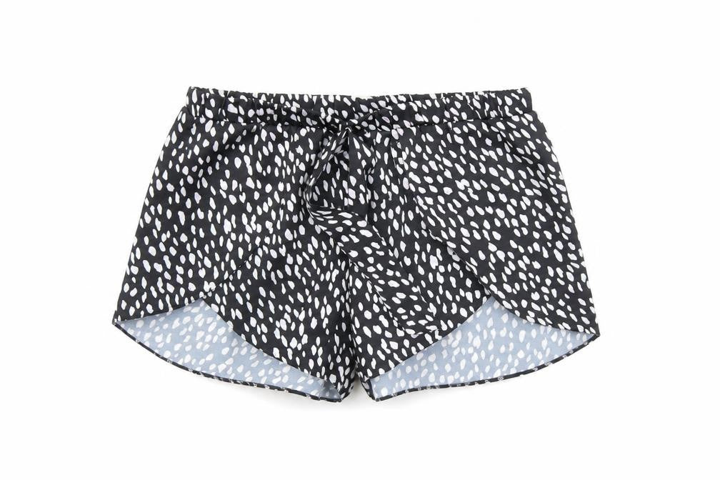 New Look Womens Black Animal Print  Capri Sleep Shorts Size 10