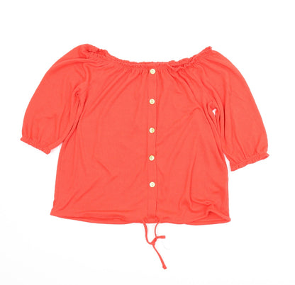 Additional front view of Papaya women’s red basic blouse, size UK 12