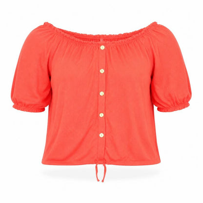 Front view of Papaya women’s red basic blouse, size UK 12