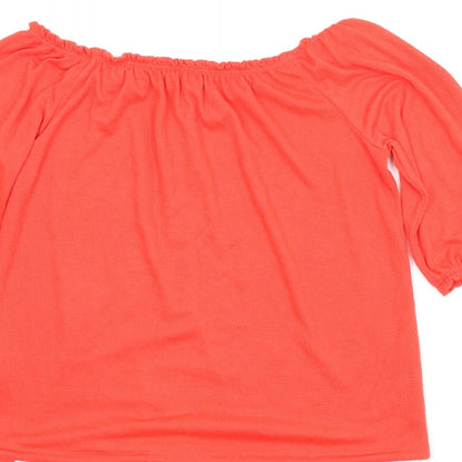 Brand and care label for Papaya women’s red basic blouse, size UK 12