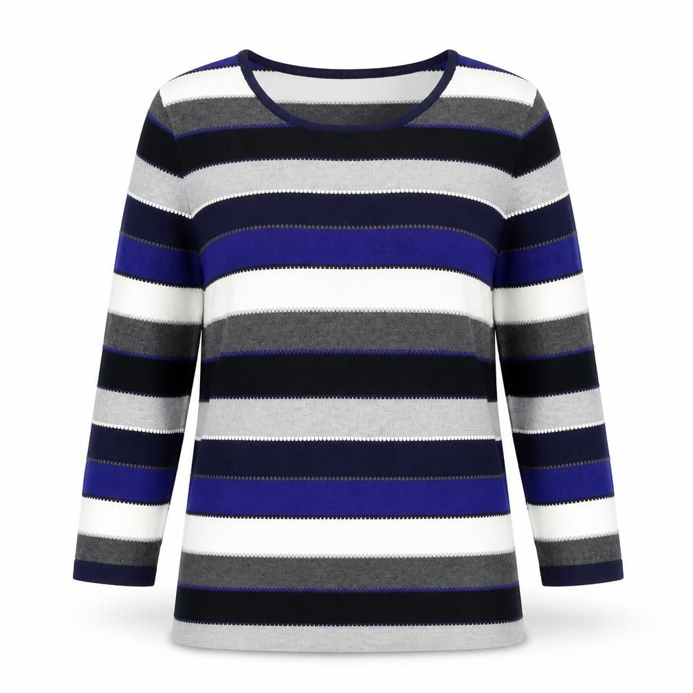 Just Elegance Womens Blue Striped  Pullover Jumper Size M