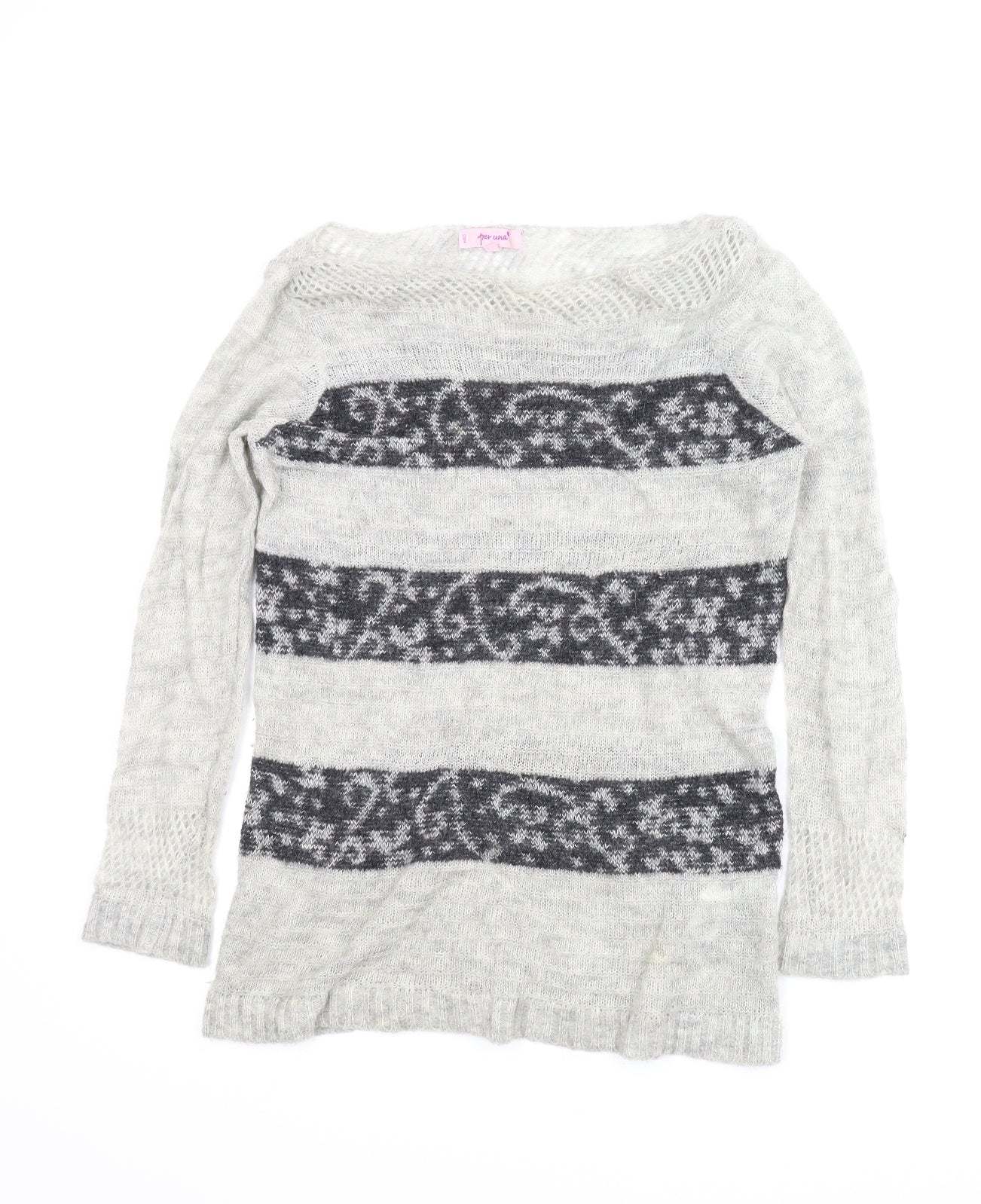 M&S Womens Grey Paisley  Pullover Jumper Size M