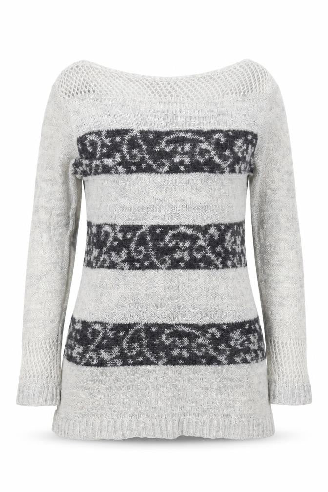 Marks & Spencer Womens Grey Paisley  Pullover Jumper Size M