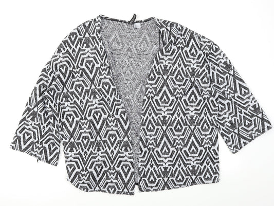 Divided Womens Black Geometric Knit Cardigan Jumper Size L