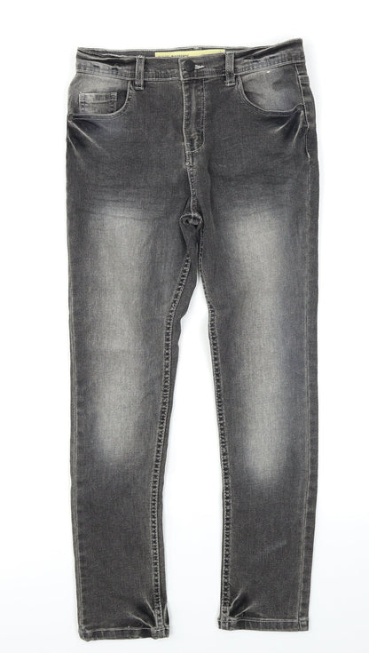 Additional front view of Denim Co girls’ grey denim skinny jeans, size 10-11, years