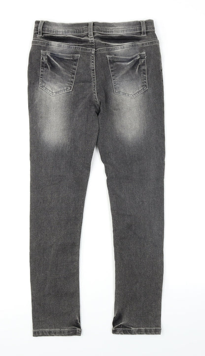 Back view of Denim Co girls’ grey denim skinny jeans, size 10-11, years