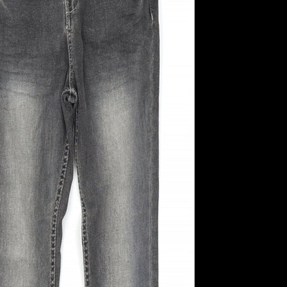 Close-up detail of Denim Co girls’ grey denim skinny jeans, size 10-11, years