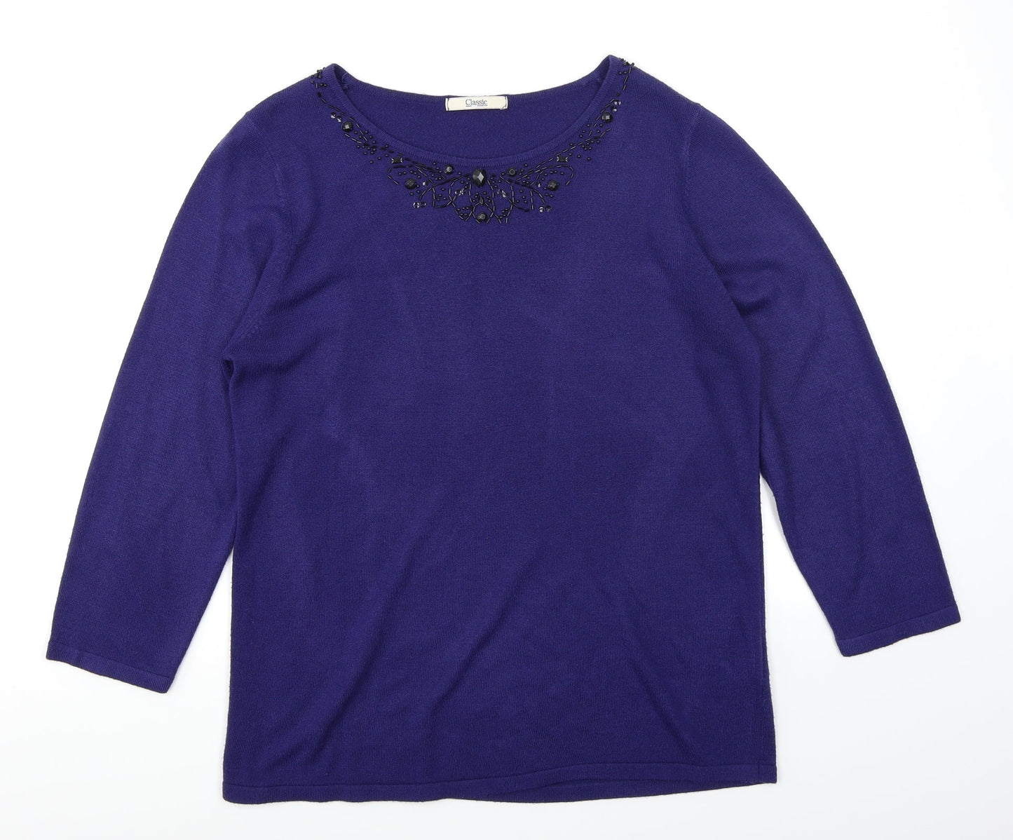 Classic Womens Blue  Knit Pullover Jumper Size 14