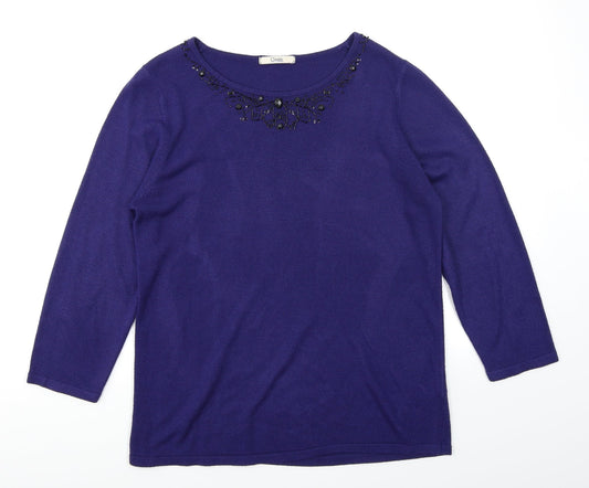 Classic Womens Blue  Knit Pullover Jumper Size 14