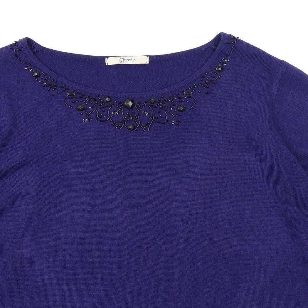 Classic Womens Blue  Knit Pullover Jumper Size 14