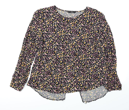 George Womens Black Floral  Basic T-Shirt Size 10