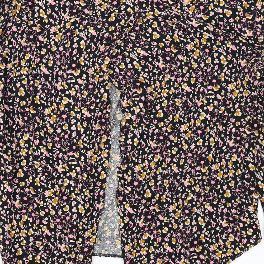George Womens Black Floral  Basic T-Shirt Size 10